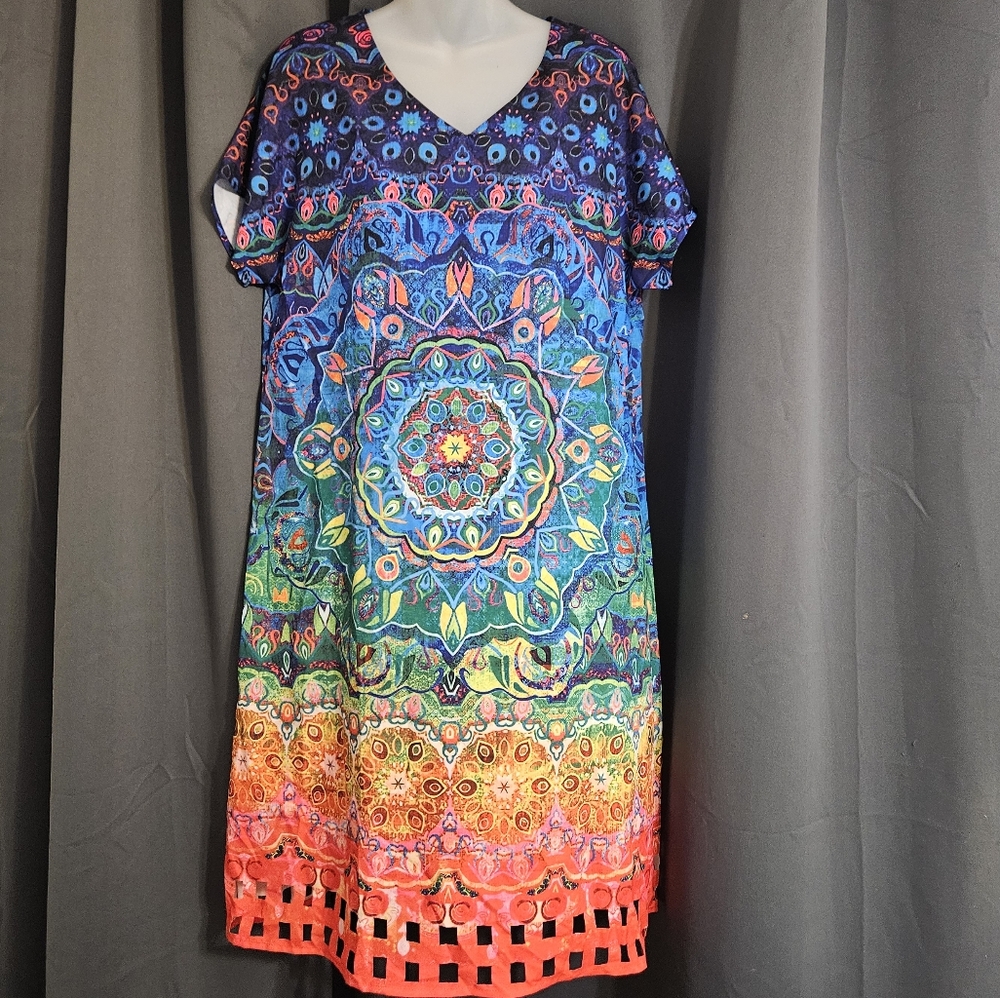 Sz L Noracora Printed Shift Dress